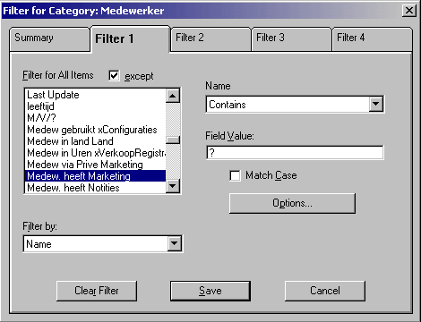 Filter for category