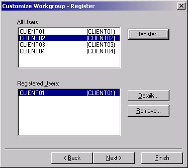 Customize Workgroup - Register