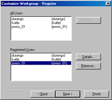 Customize Workgroup - Register